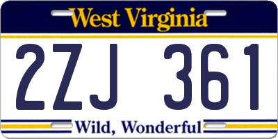 WV license plate 2ZJ361