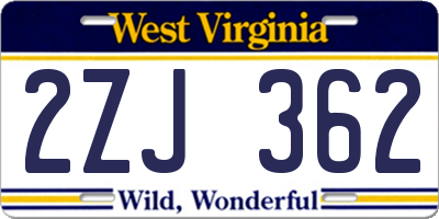 WV license plate 2ZJ362