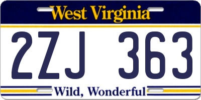 WV license plate 2ZJ363