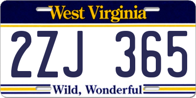WV license plate 2ZJ365