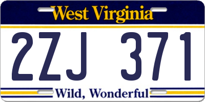 WV license plate 2ZJ371