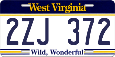 WV license plate 2ZJ372