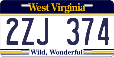 WV license plate 2ZJ374