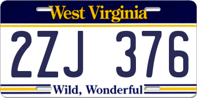 WV license plate 2ZJ376