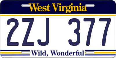 WV license plate 2ZJ377