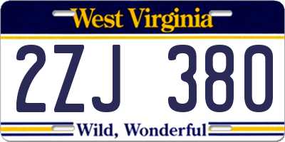WV license plate 2ZJ380