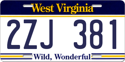 WV license plate 2ZJ381