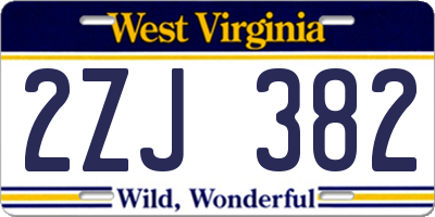 WV license plate 2ZJ382