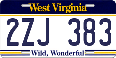 WV license plate 2ZJ383
