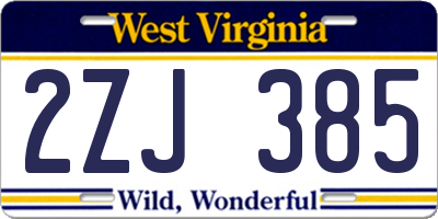 WV license plate 2ZJ385