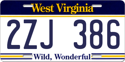 WV license plate 2ZJ386