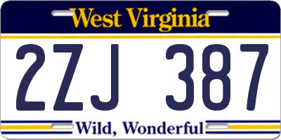 WV license plate 2ZJ387