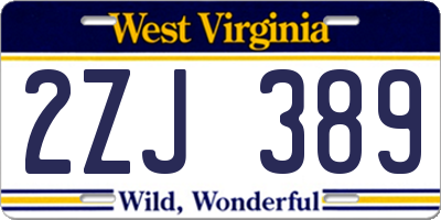WV license plate 2ZJ389
