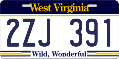 WV license plate 2ZJ391