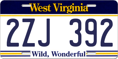 WV license plate 2ZJ392