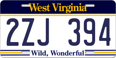 WV license plate 2ZJ394