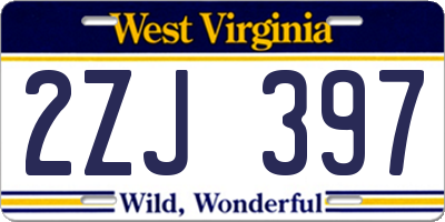 WV license plate 2ZJ397