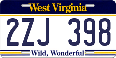 WV license plate 2ZJ398