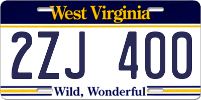 WV license plate 2ZJ400