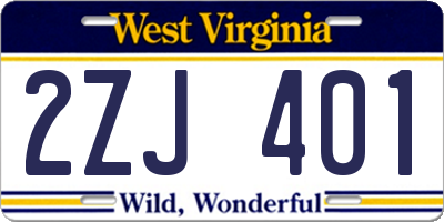 WV license plate 2ZJ401