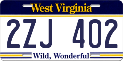 WV license plate 2ZJ402