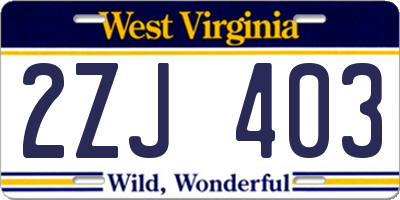 WV license plate 2ZJ403
