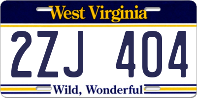 WV license plate 2ZJ404