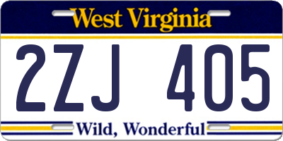 WV license plate 2ZJ405