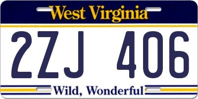 WV license plate 2ZJ406