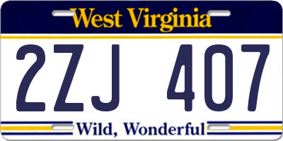 WV license plate 2ZJ407