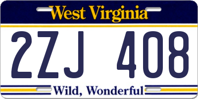 WV license plate 2ZJ408
