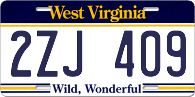 WV license plate 2ZJ409