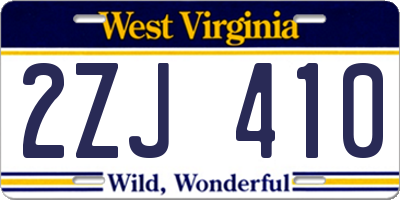 WV license plate 2ZJ410