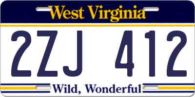 WV license plate 2ZJ412