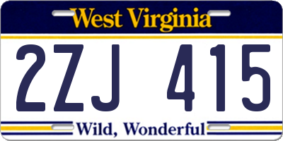 WV license plate 2ZJ415