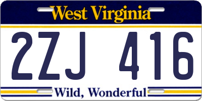 WV license plate 2ZJ416