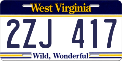 WV license plate 2ZJ417
