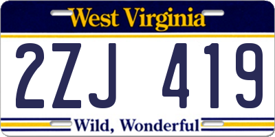 WV license plate 2ZJ419