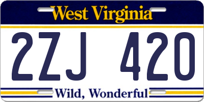 WV license plate 2ZJ420