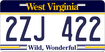 WV license plate 2ZJ422