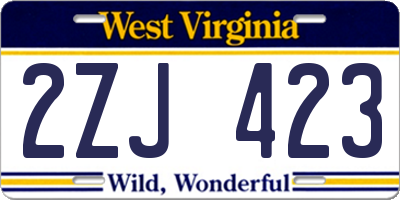 WV license plate 2ZJ423