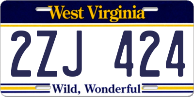 WV license plate 2ZJ424