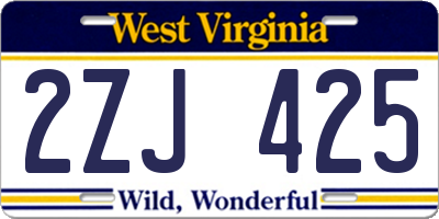 WV license plate 2ZJ425