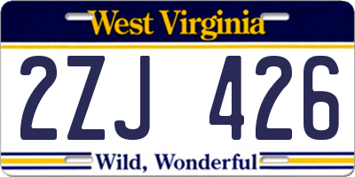 WV license plate 2ZJ426