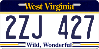WV license plate 2ZJ427