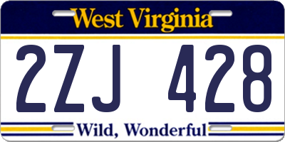 WV license plate 2ZJ428