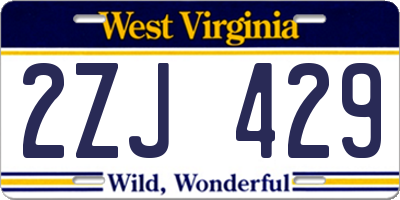 WV license plate 2ZJ429