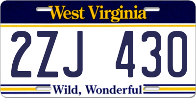 WV license plate 2ZJ430