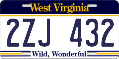 WV license plate 2ZJ432