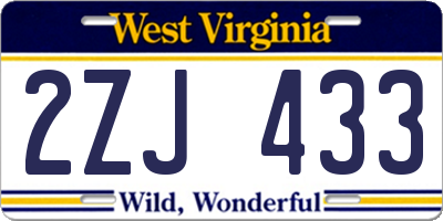 WV license plate 2ZJ433